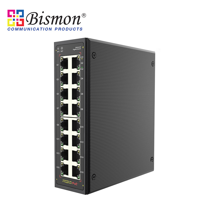 16-ports-10-100-1000M-RJ45-IP-Protection-class-IP40-Ring-Managed-Industrial-Switch